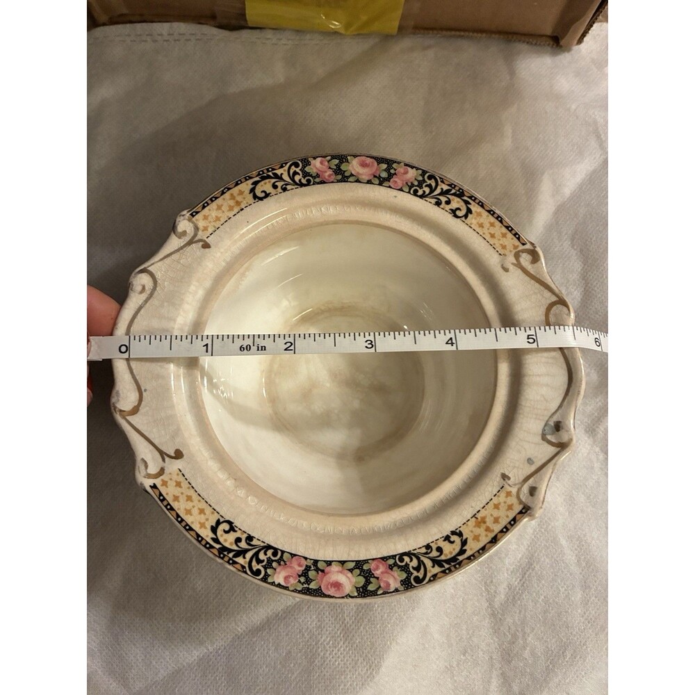 Vintage Illinois China Co Lincoln Illinois Floral Sugar Bowl & Lid USA - Picture 14 of 16